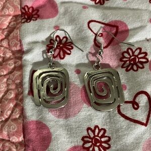 Silver Spiral Dangle Earrings